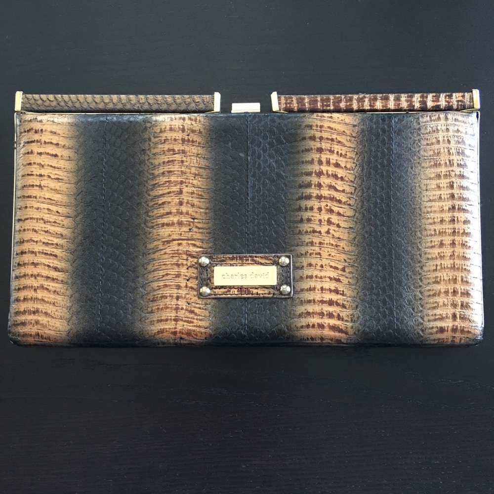 Charles David Vintage Snake Skin Clutch - Hard Frame
